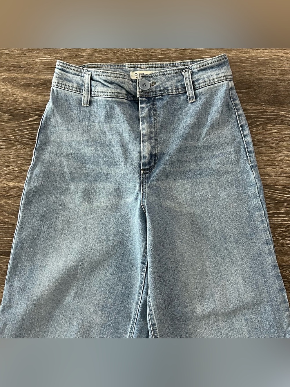 Oat New York Light Blue Wide-Leg Frayed Hem Jeans - Picture 2 of 11